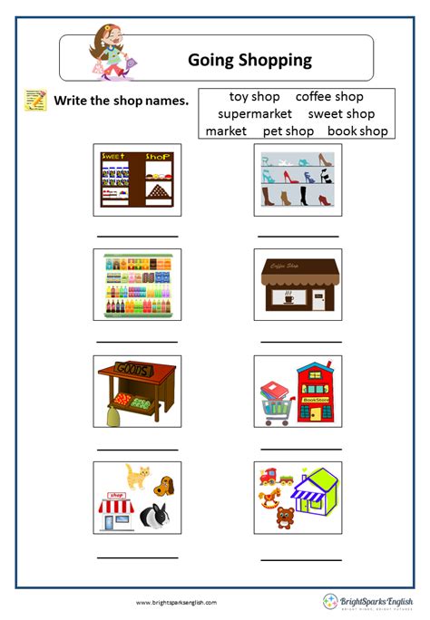 Going Shopping English Vocabulary Worksheet English Treasure Trove