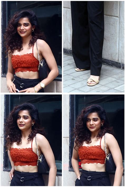 Mithila Palkar In A Red Bralette Top And Black Pant