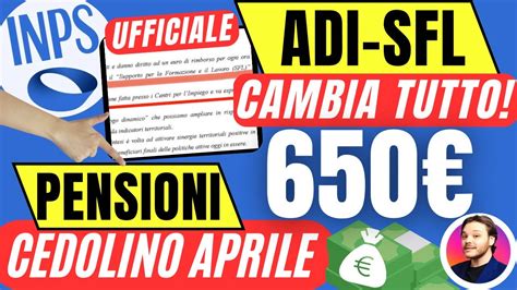 Ultimora Inps🔴 Adi Sfl👉cambia Tutto650€ 💶naspi Auu Cedolino Pensioni Aprile Youtube