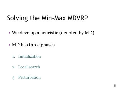 PPT The Min Max Multi Depot Vehicle Routing Problem Three Stage