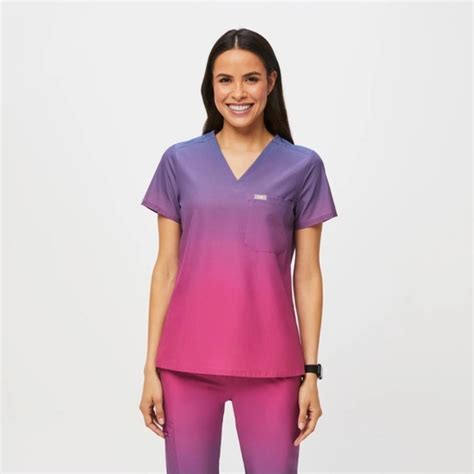 Figs Sunset Pink Ombré Freex Catarina Scrub Top Rare Depop