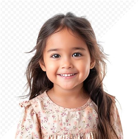 Retrato De Una Adorable Y Sonriente Ni A Feliz Aislada En Un Blanco