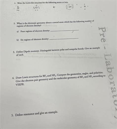 Solved 1. Write the Lewis dot structure for the following | Chegg.com