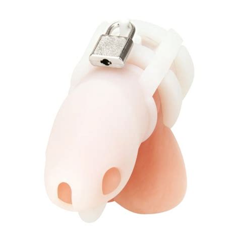 Blue Line Silicone Mini Cock Cage With Ball Divider White Sex Toys At Adult Empire