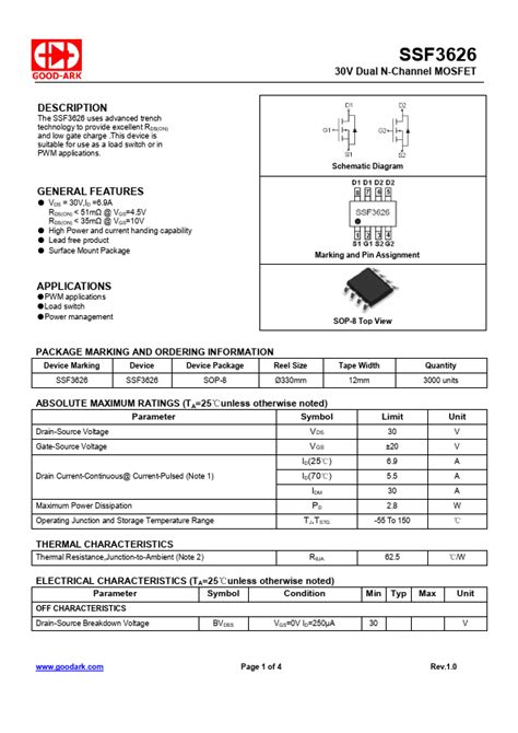 Ssf Datasheet Dual N Channel Mosfet