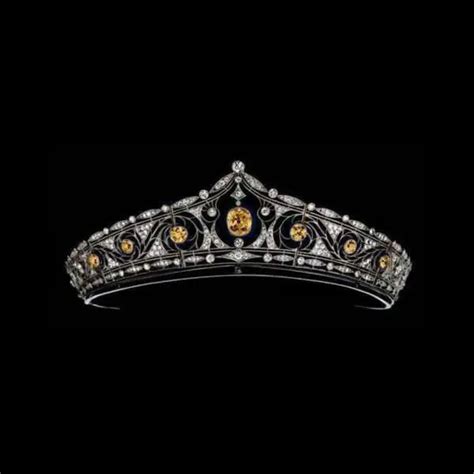Bridal Tiara 4123 Ct Diamond And Yellow Sapphire Sterling Silver