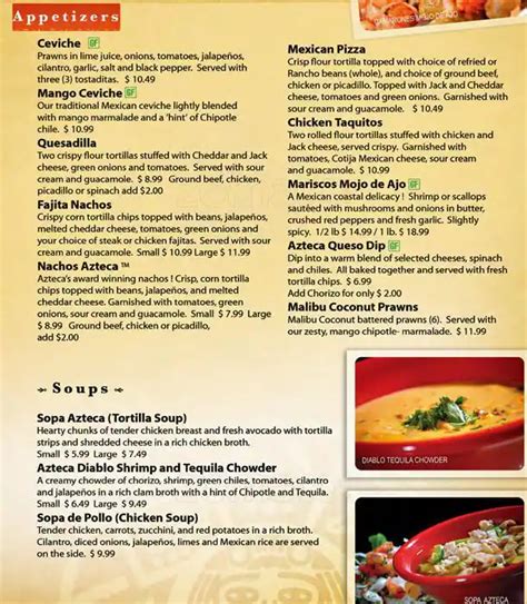 Azteca Menu, Menu for Azteca, Tacoma, Tacoma - Urbanspoon/Zomato