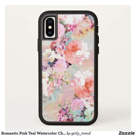 Romantic Pink Teal Watercolor Chic Floral Pattern Case Mate Iphone Case Iphone Cases Bling