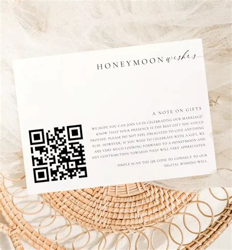 Printable Qr Code Honeymoon Wishes Card Digital Wedding Honeymoon Fund