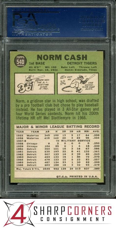 Topps Norm Cash Tigers Pop Psa Set Break Ebay