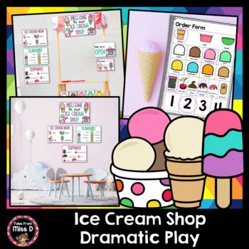 Ice Cream Shop Dramatic Play Menu Posters Teacher Made