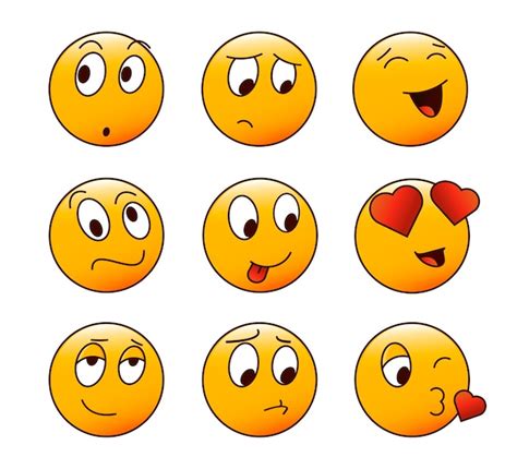 Personagens De Emoticons De Desenhos Animados Conjunto Diferentes