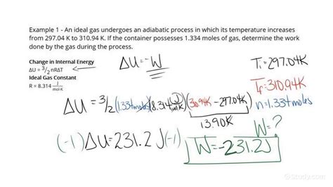 How To Use The 1st Law Of Thermodynamics To Find Work Done In An Adiabatic Process Physics