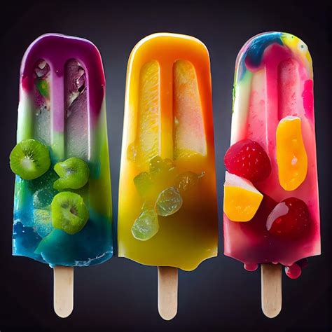 Premium AI Image | Colorful Frozen Popsicle with fruit slice summer ...