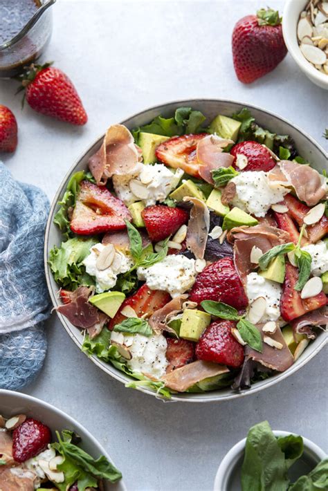 Prosciutto Strawberry Burrata Salad With Balsamic Maple Dressing