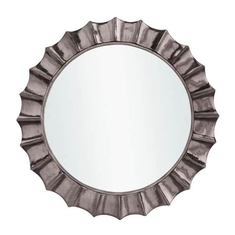 Litton Lane 35 In X 35 In Round Framed Black Starburst Wall Mirror