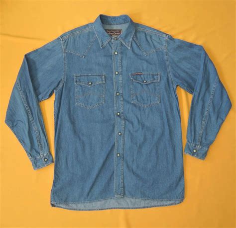 Marlboro Classics Western Denim Shirt Vintage 90s Cotton Jeans Etsy