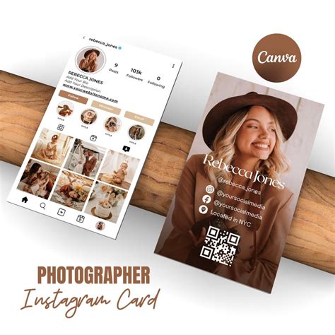 Photographer Instagram Business Card Diy Canva Business Card