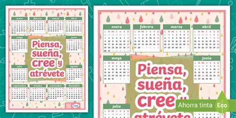 FREE Calendario Chile 2023 Versión Gotitas de Agua meses del año