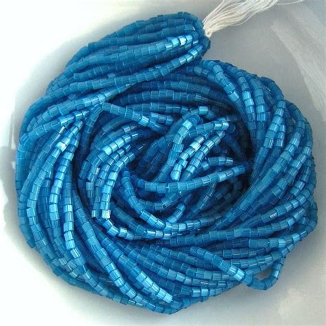 11 0 2 Cut Aqua Blue Satin Hex Glass Czech Seed Beads 1 9 Mm Etsy