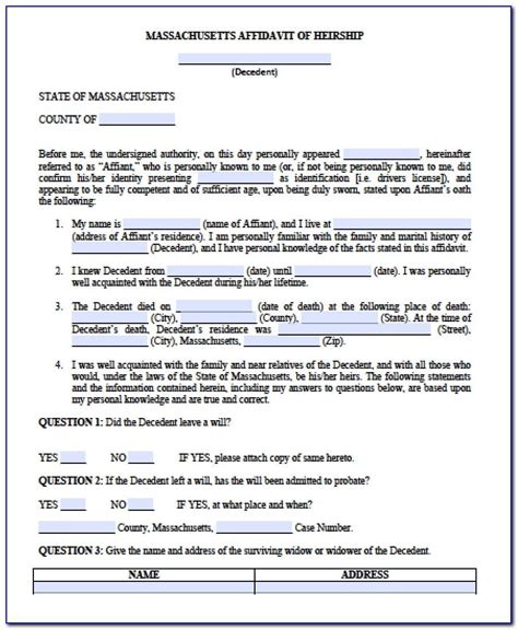 Affidavit Of Heirship Template Texas