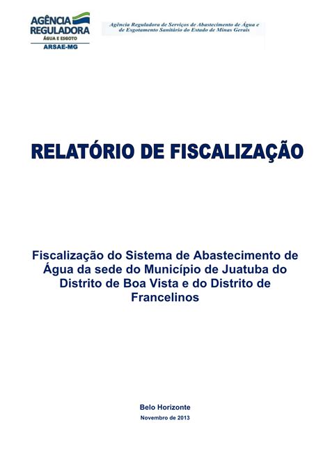 Fiscaliza O Do Sistema De Abastecimento De Gua Da Sede Do Munic Pio