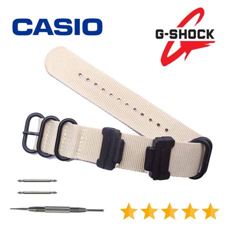 Jual STRAP TALI JAM TANGAN CASIO G SHOCK KANVAS ZULU ADAPTER CREAM