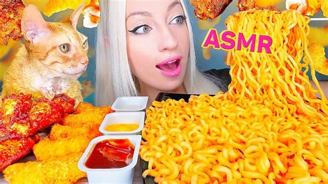 Asmr Eating Nuclear Fire 2x Spicy Noodles Fried Chicken Shrimp 새우 튀김