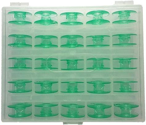 B Prtt 25pcs Box Green Plastic Bobbins For Viking Husqvarna Sewing Machines 4131825 45