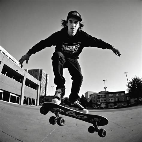 Skateboarder Stunts Urban 90s Alternate Fisheye Lens Black And White