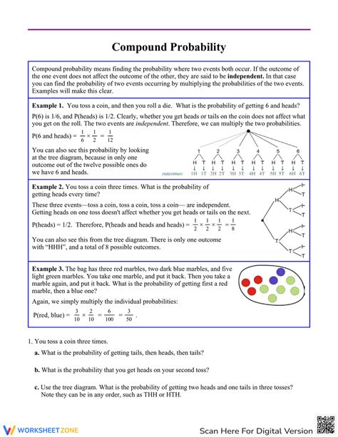 Probability Of Compound Events Worksheets PDF 7 SP C 8 A 7th