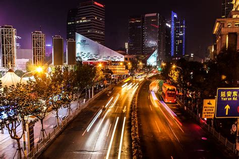 Hd Wallpaper Busy Pudong View Street Big City Light Night Exposure Wallpaper Flare