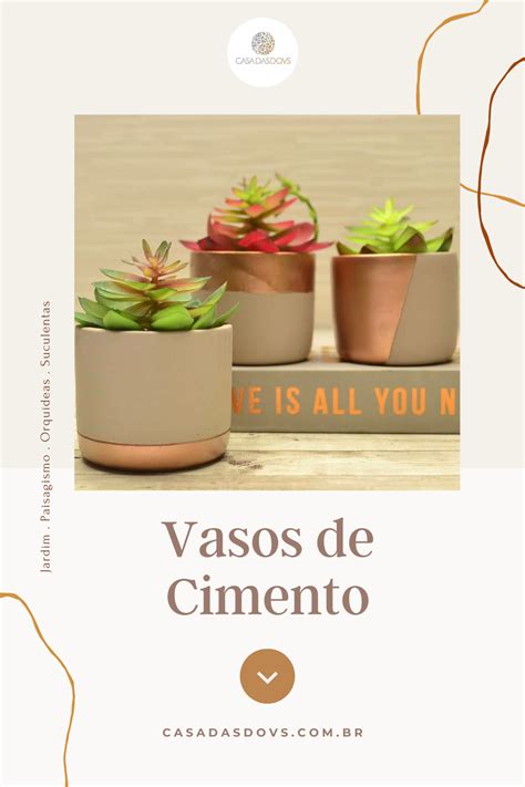 Vasos de Cimento Cachepô Geométrico Nude e Cobre