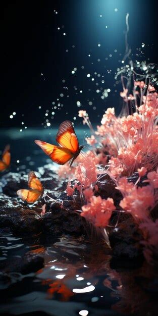 Premium Photo Group Of Butterflies Flying Over Water