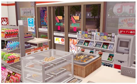 [SIMS4] 7-Eleven convenience store SET | ONI | Sims 4 restaurant, The sims 4 lots, Sims 4 house ...