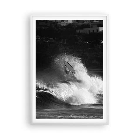 Plakat na ścianę w ramie białej 70x100 Surfing Foto obraz Plakaty do