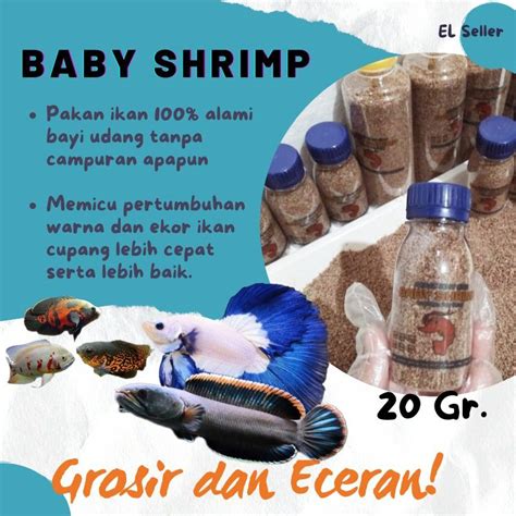 Jual Pakan Ikan Baby Shrimp 20gr 100 ASLI Bayi Udang Pakan Cupang