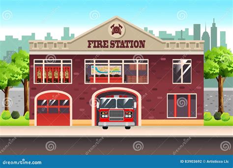 Fire Station stock vector. Illustration of clipart, building - 83903692