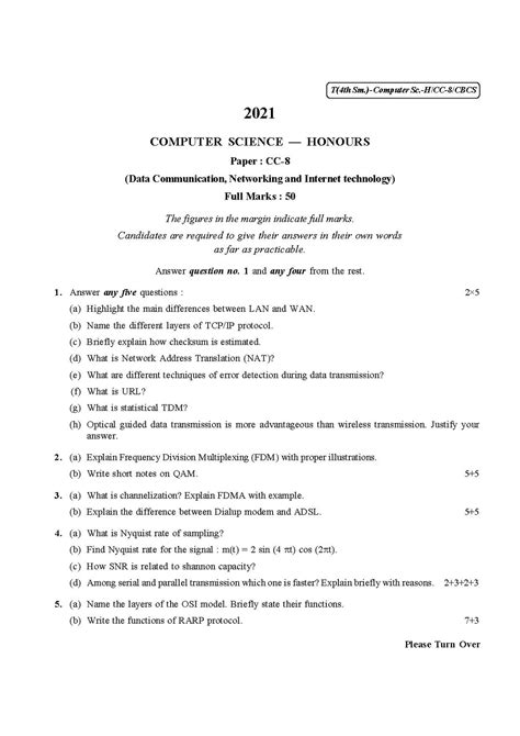 File Cu 2021 B Sc Honours Computer Science Semester Iv Paper Cc 8 Qp