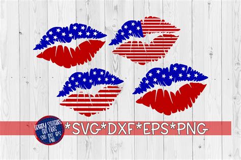 American Flag Lips Set Of 4 Svg Dxf Eps Png 99286 SVGs Design