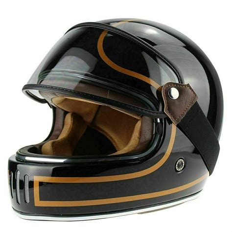 Viper F658 Retro Vintage Fibreglass Black Full Face Motorcycle Helmet Carbine Nightingales