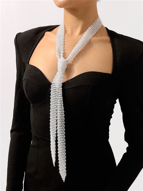 Faux Pearl Decor Necklace In Trendy Jewelry Tie Women Fashion