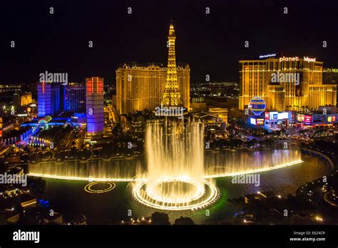 Night View From The Hotel Bellagio Las Vegas Nevada United States