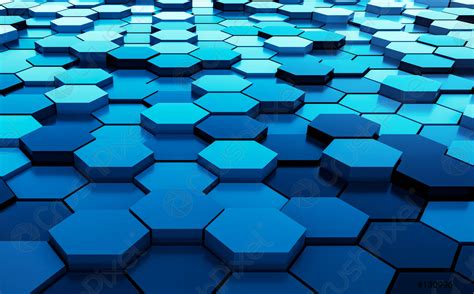 Blue Abstract Hexagons Background Pattern 3D Rendering 3D