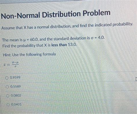 Solved Non Normal Distribution Problem Assume That X Has A Normal