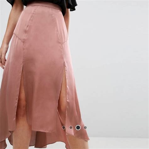 Asos Skirts Midi Satin Skirt With Two Splices Poshmark