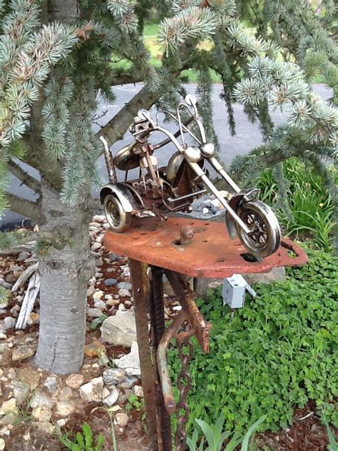 Motorcycle Yard Dude Outdoor Decor Bird House Decor