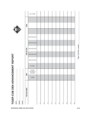 TIGER CUB DEN ADVANCEMENT REPORT Scouting Scouting Fill And Sign