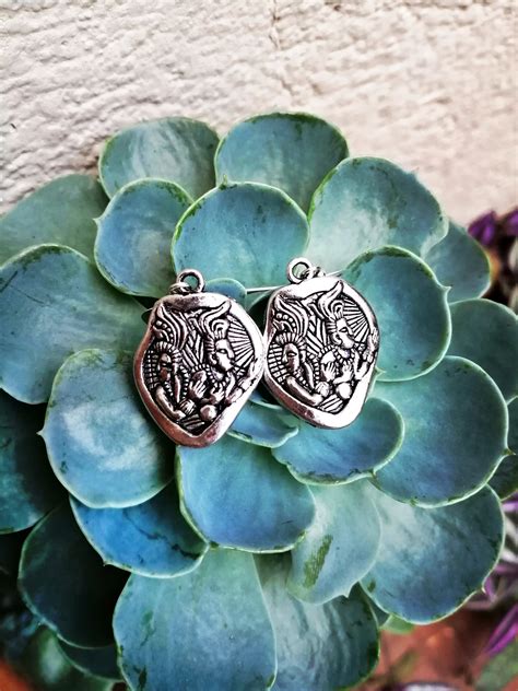 Silver Dangle Earring Mayan Aztec Design Jewelry Everyday Etsy