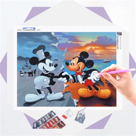 Tela Disney Mickey Mouse Gerações Kit Pintura Diamante Casarone